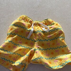 Hanna Andersson Yellow Tropical Print Swim Shorts